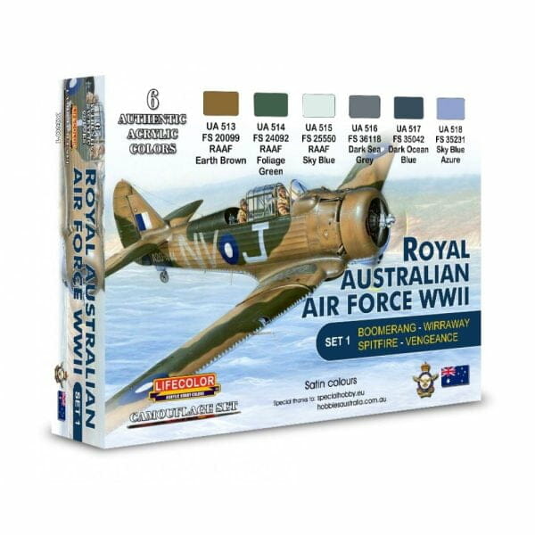 verf, lifecolor, xs01, xs01 royal australian air force ww2 (set 1), lif-xs01, XS01 Royal Australian Air Force WWII (Set 1), Bouwdozen.eu