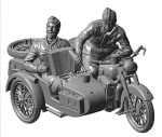 Soviet Motorcycle M-72 with Sidecar and Crew